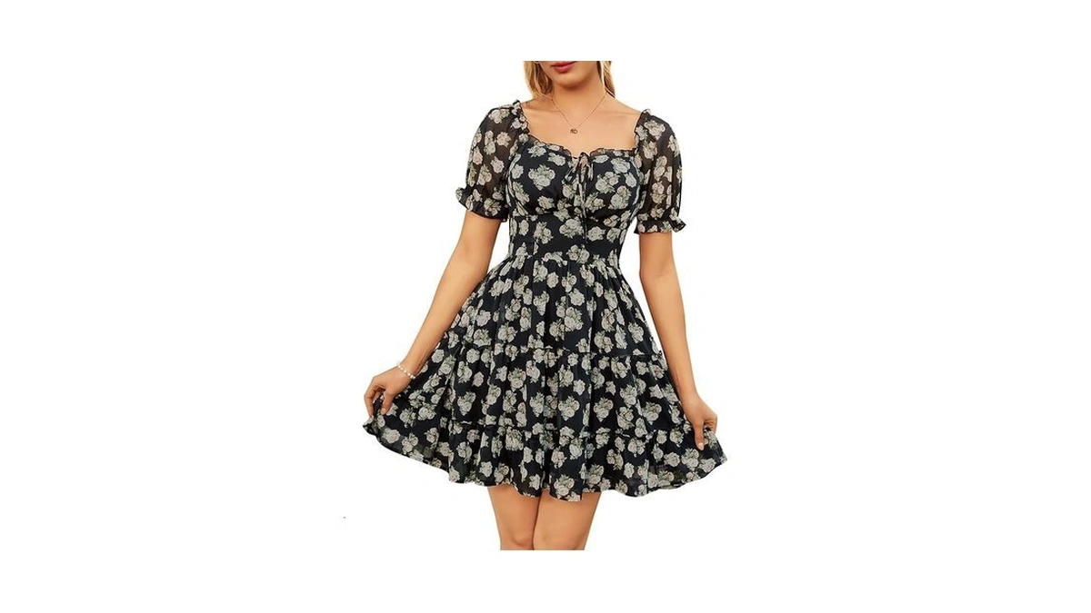 Scarlet Darkness Floral Corset Mini Dress Women... - Coupon