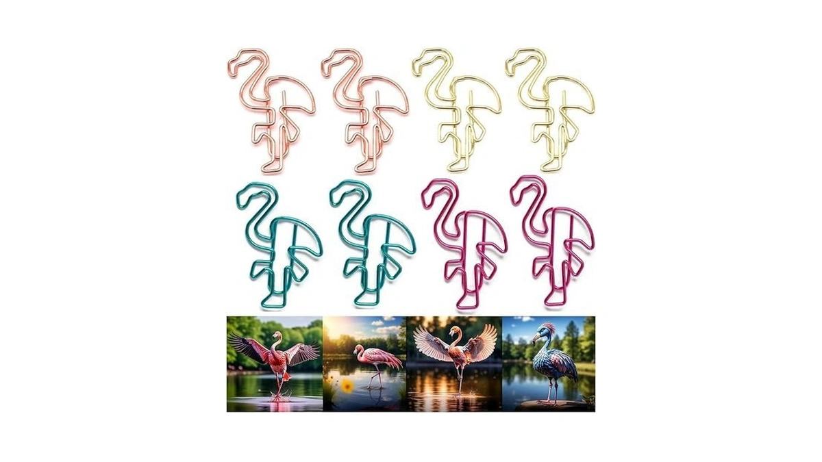 60 Pcs Cute Flamingo-shaped Paper Clips Set-colored... - Coupon