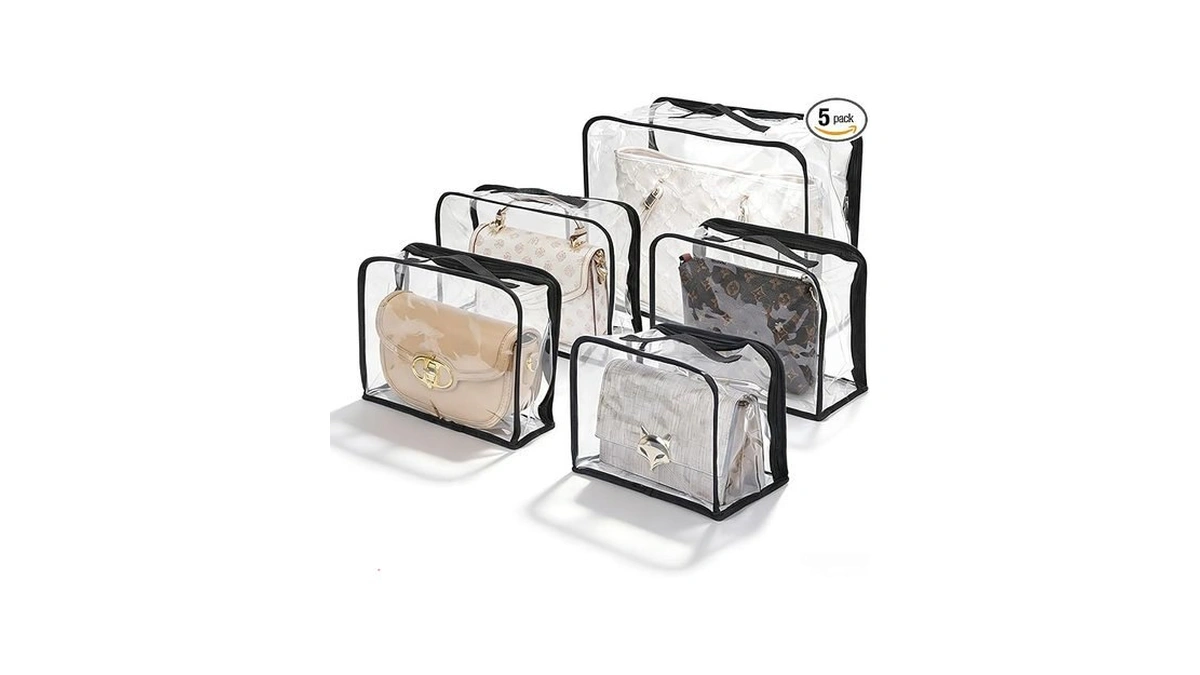 5 Pack Clear Dust Bags For Handbags 5-sizes Hanging... - Coupon