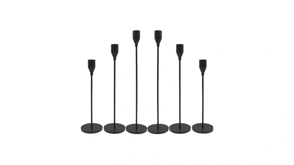 Matte Black Candlestick Holders Set Of 6 Candle... - Coupon