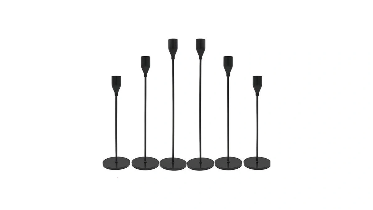 Matte Black Candlestick Holders Set Of 6 Candle... - Coupon