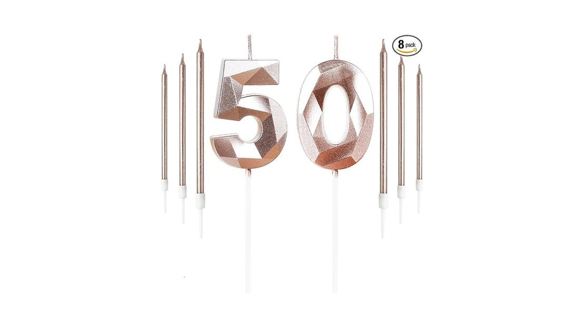 Rose Gold 50 Candle Set With 6 Long Candles -... - Coupon