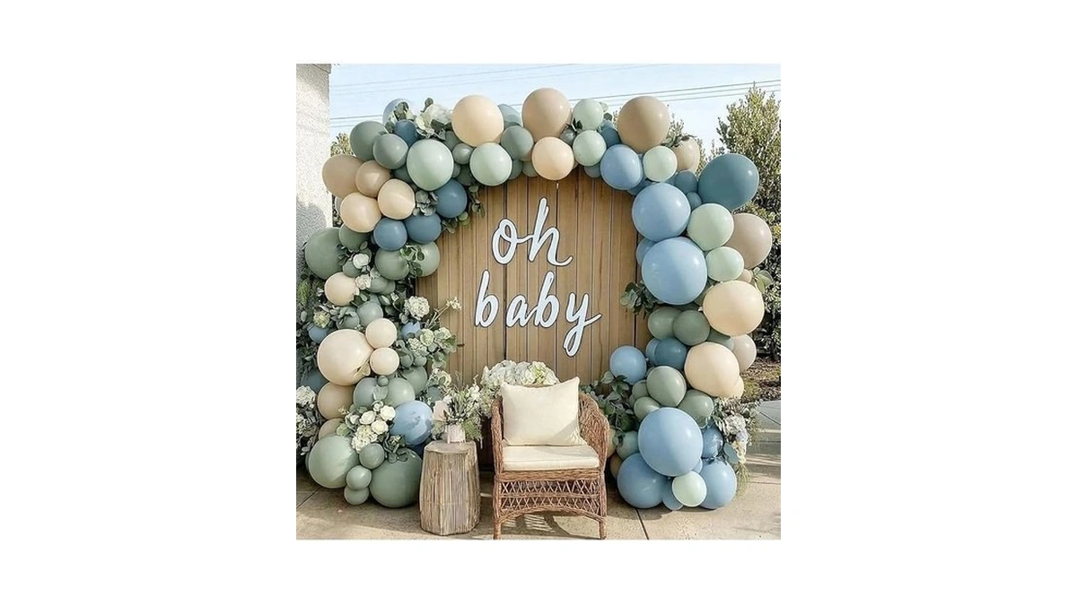 Dusty Blue Green Balloon Arch Kit Double Stuffed... - Coupon