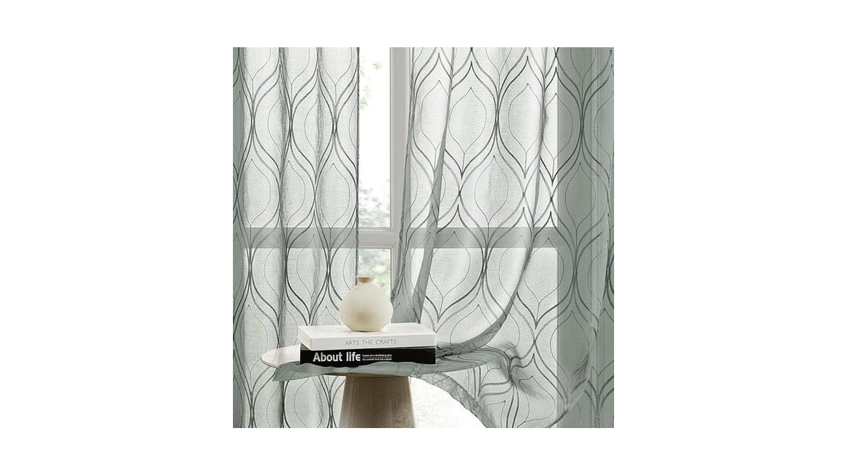 Homeideas Sage Green Sheer Curtains 52 X 96 Inches... - Coupon