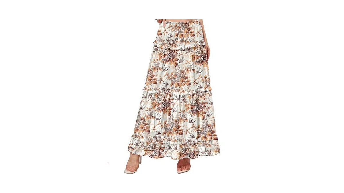 Cyinu Women S Long Skirt Chiffon Elastic High Waist... - Coupon
