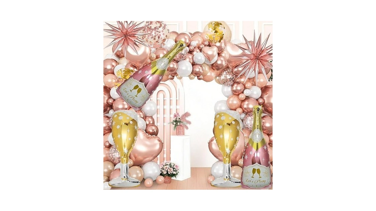 91 Pcs Rose Gold Balloons Huge Explosion Star... - Coupon