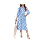 Wenrine Womens Boho Midi Dress Long Sleeve Casual... - Coupon