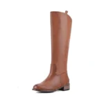 Qiv Womens Brown Knee High Boots Round Toe Riding... - Coupon