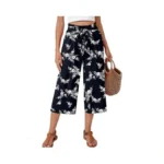 Moodclo Capri Pants For Women White Flower Navy... - Coupon