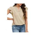 Ecowish Womens Summer Tops Dressy Casual Ruffle V... - Coupon