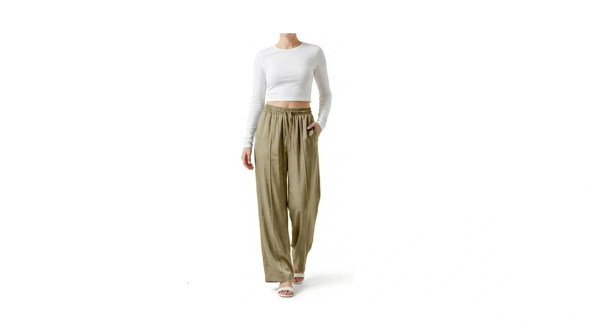 Octmoon Women S Drawstring Palazzo Pants High... - Coupon