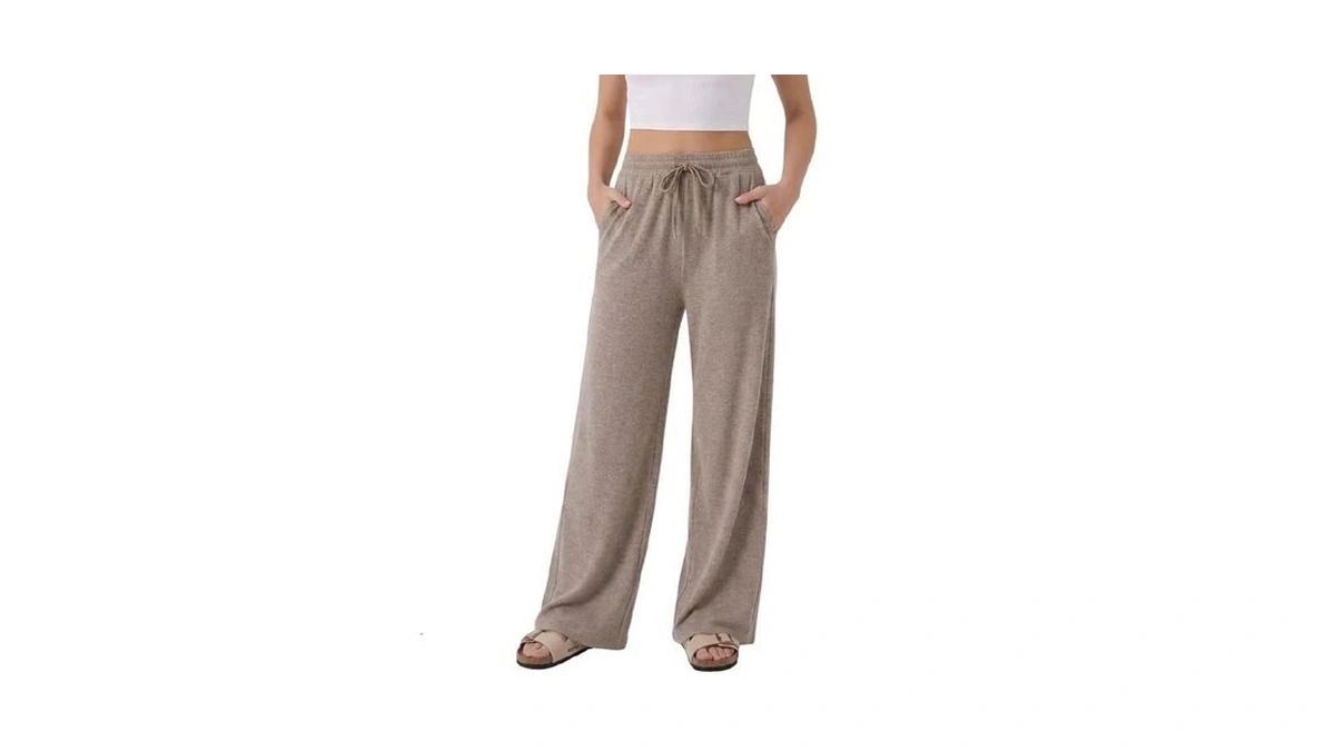 Octmoon Wide Leg Pants For Women - Comfy Ribbed... - Coupon