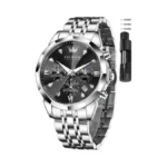 Olevs Black And Silver Watches For Men Luxury... - Coupon