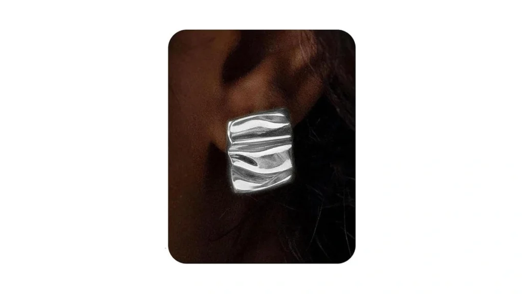 Uanneau Silver Chunky Earrings For Women Trendy 14k... - Coupon
