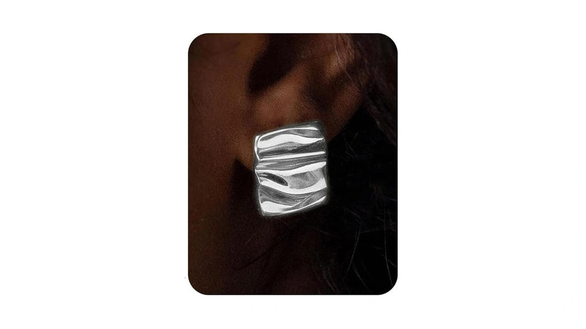 Uanneau Silver Chunky Earrings For Women Trendy 14k... - Coupon