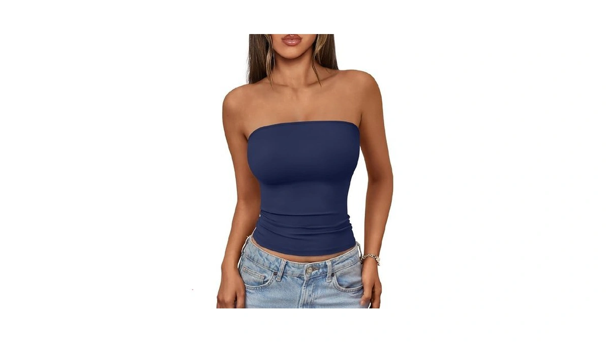 Automet Womens Tube Tops Soft Stretchy Strapless... - Coupon