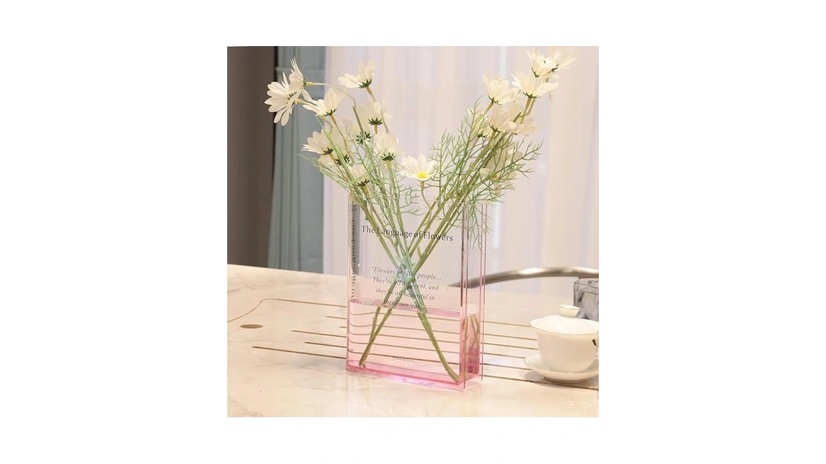 Alpharan Book Vase For Flowers Home Decor Acrylic... - Coupon