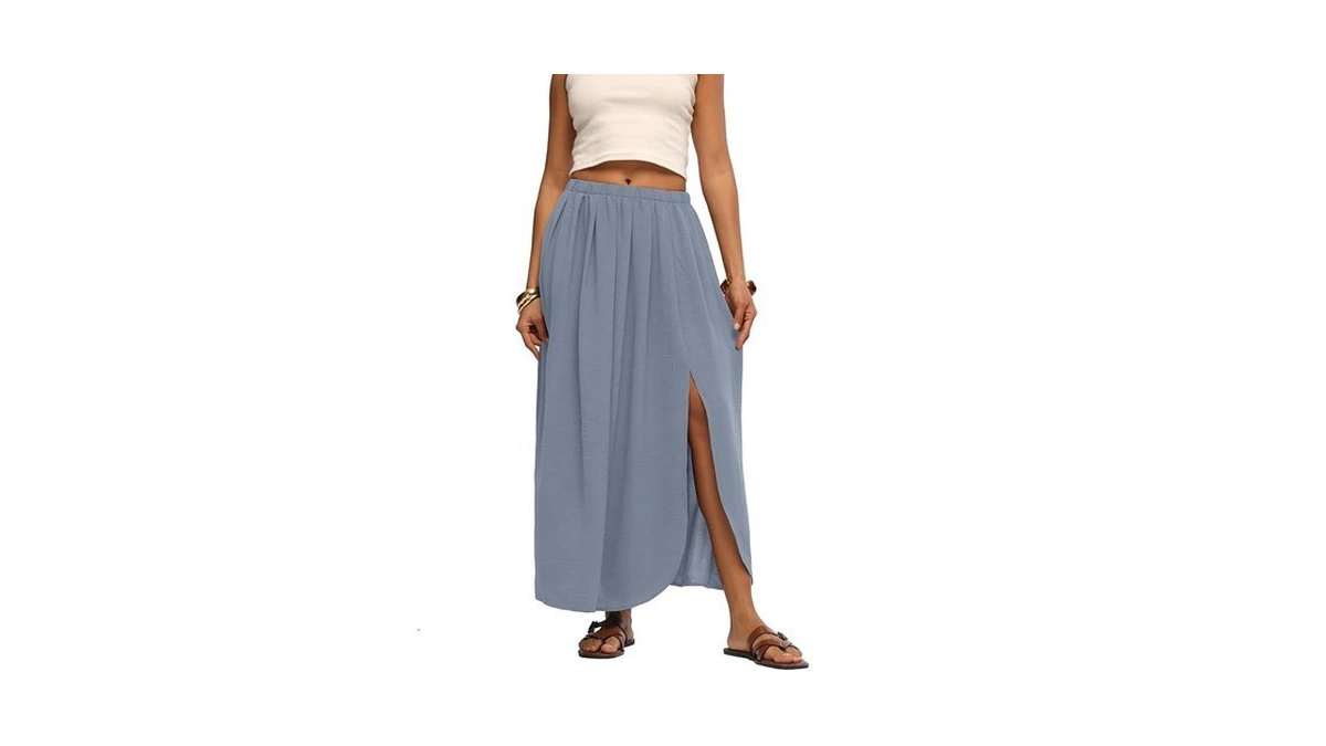 Himone Women Flowy Maxi Skirt Trendy A Line Design... - Coupon