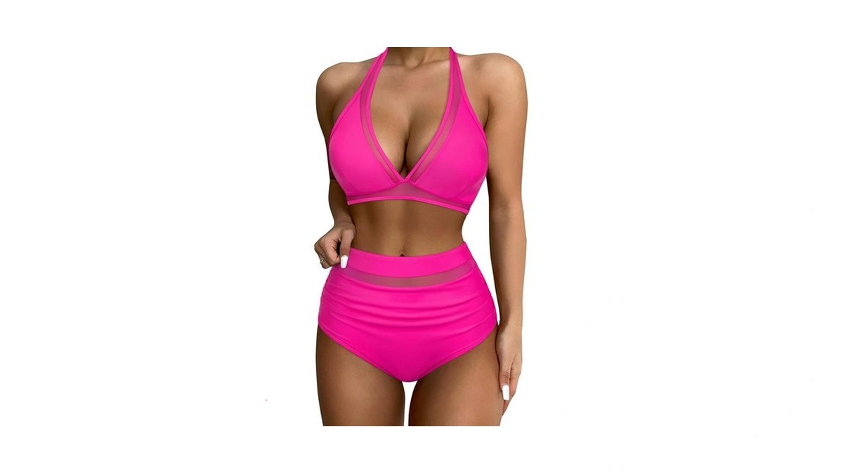 Suuksess Women Sexy High Waisted Bikini Sets Mesh... - Coupon