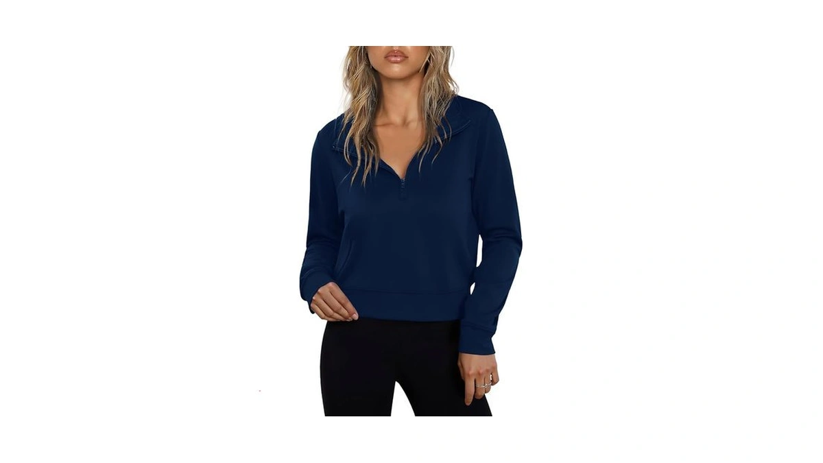 Totatuit Women Cropped Sweatshirt Half Zip Pullover... - Coupon