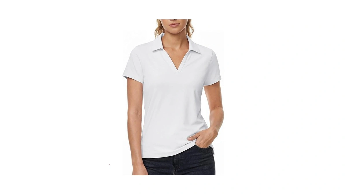 Stelle Womens V Neck Polo Shirts Short Sleeve... - Coupon