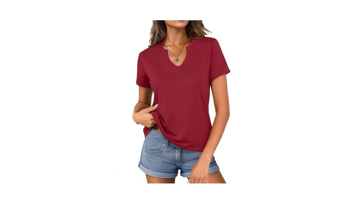 Women S V Neck Cotton T-shirts Breathable Short... - Coupon