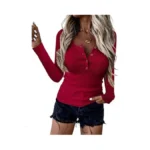 Btfbm Women Long Sleeve Shirts Fall Tops V Neck... - Coupon