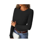 Gkbk Womens Long Sleeve Ribbed Tops Slim Fitted... - Coupon