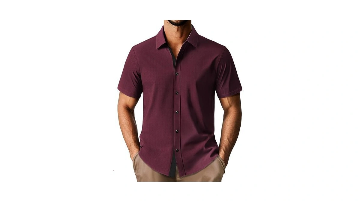 Mens Dress Shirts Short Sleeve Button Down Wrinkle... - Coupon