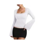 Reoria Womens Trendy Square Neck Long Bell Sleeves... - Coupon