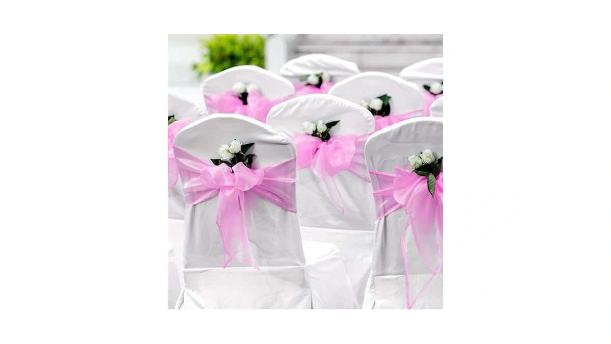 25 Pcs Organza Chair Sashes For Wedding Banquet... - Coupon