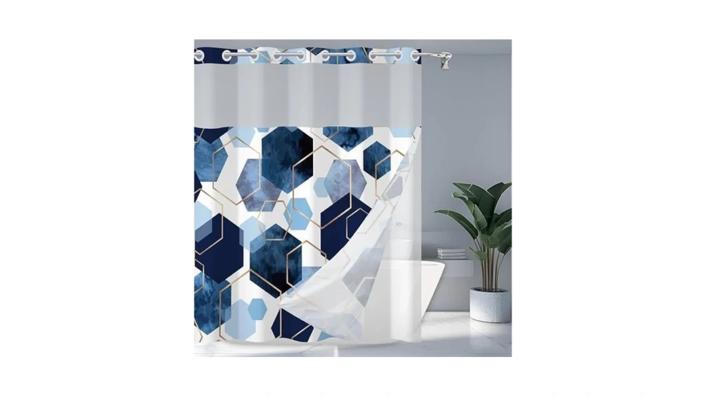 Defouliao Blue Shower Curtain With Snap In Liner No... - Coupon