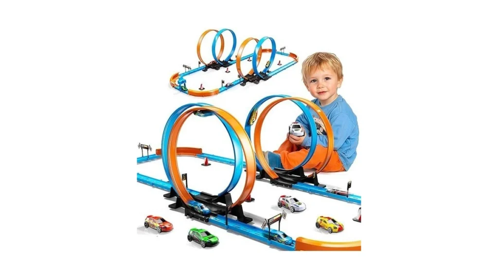 Toy Car Race Track Set For Boys Kids Age 3-5 4-7... - Coupon