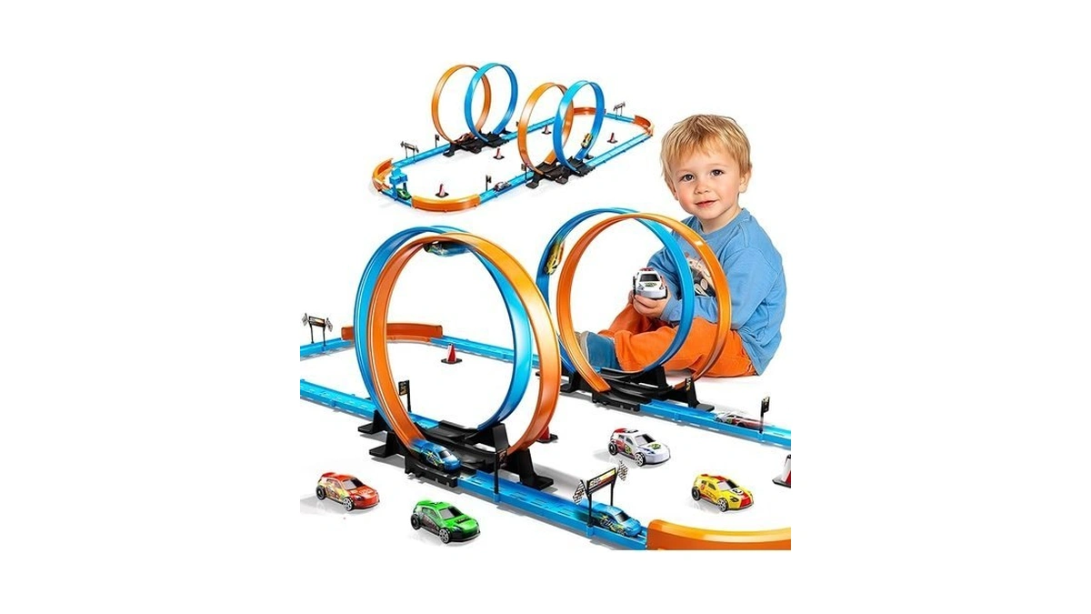 Toy Car Race Track Set For Boys Kids Age 3-5 4-7... - Coupon