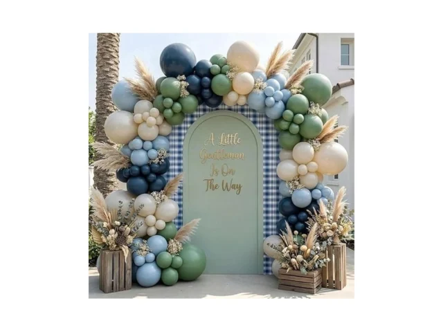Double Stuffed Navy Blue Sage Green Balloon Garland… – Coupon
