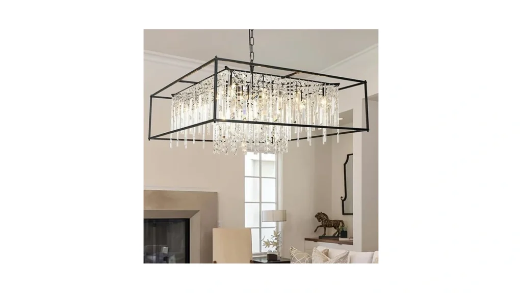 Aimluxin Modern Black Farmhouse Crystal Chandelier... - Coupon