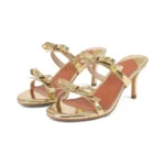Cynllio Gold Bow Tie Kitten Heels For Women Two... - Coupon