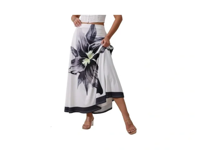 Yundai Women S Printed Midi Skirt High Waist Flowy… – Coupon