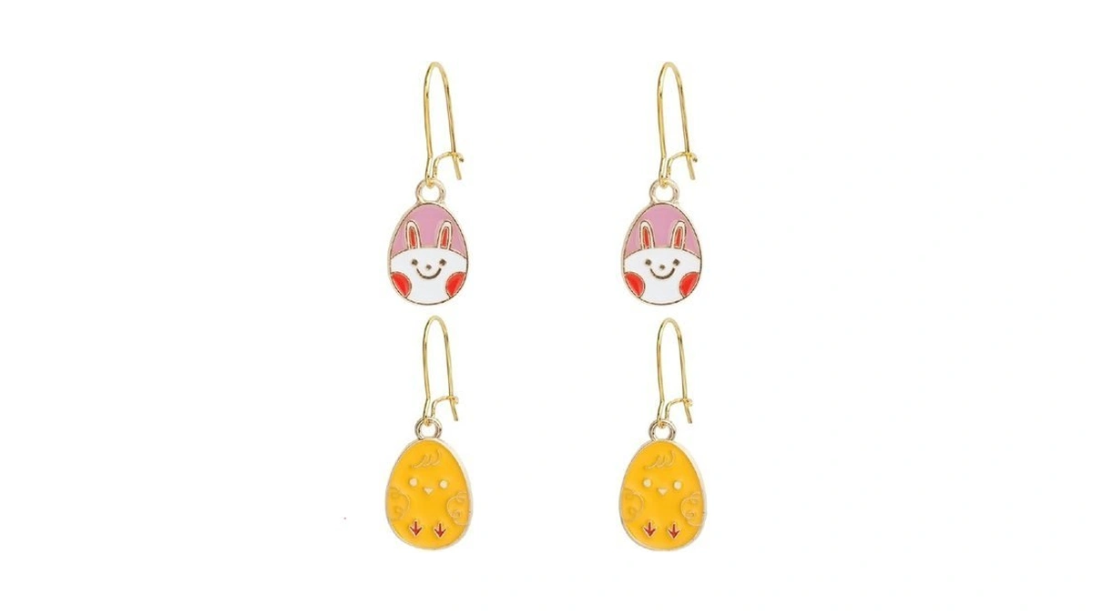 2 Pairs Colorful Enamel Easter Egg Dangle Earrings... - Coupon
