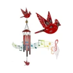 Cardinal Wind Chimes Outdoor Gift Metal Red Bird... - Coupon