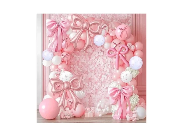 88pcs Pink Bow Confetti Balloons Huge Pink Bow… – Coupon