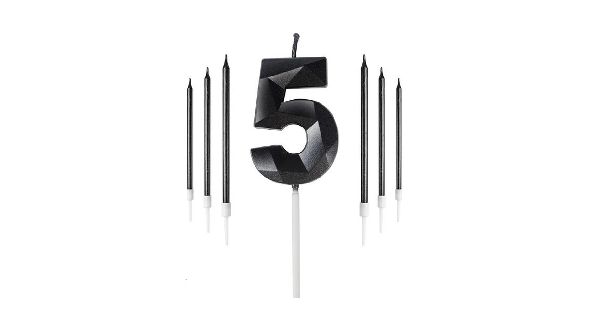 Black Birthday Candles Number 5 Candle With 6pcs... - Coupon