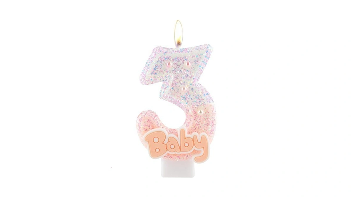 Hongplus Pink Baby Number 3 Birthday Candle 2 8in... - Coupon