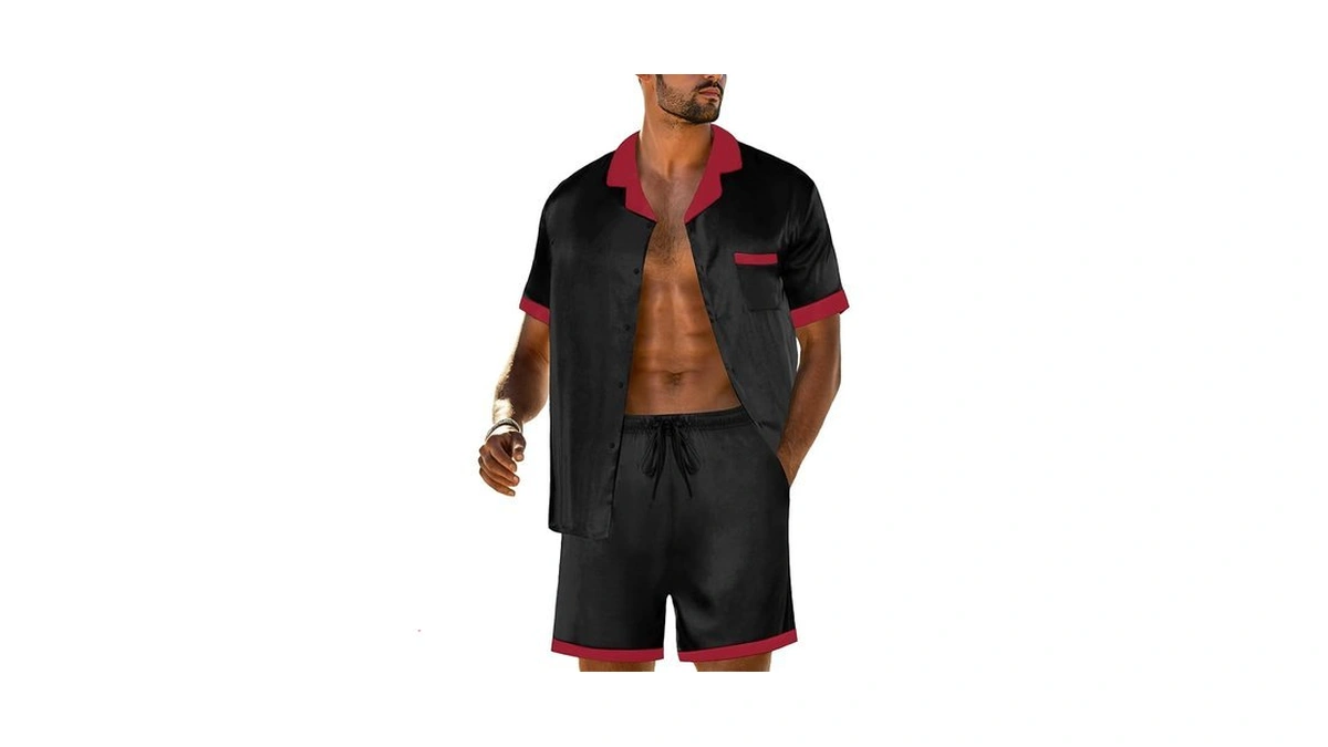 Prinstory Mens Pajamas Set Satin Silk Pajama For... - Coupon