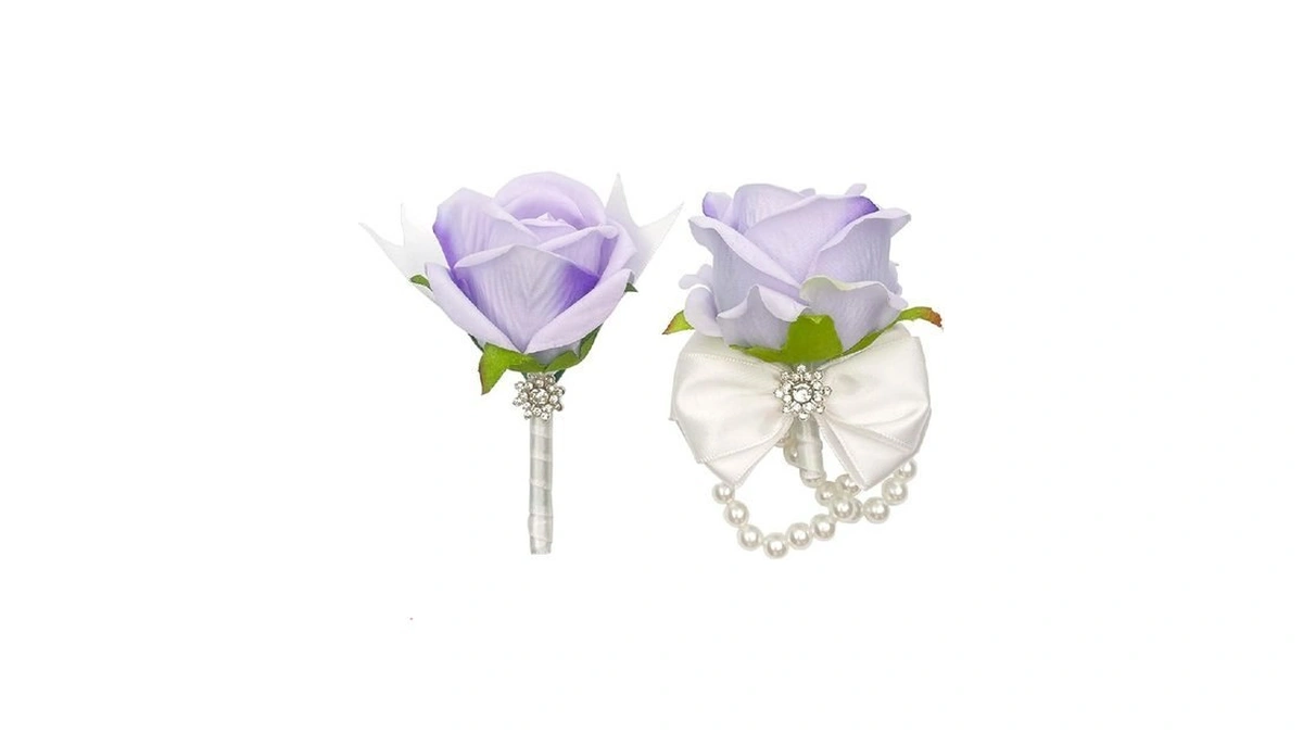 Purple Corsage And Boutonniere Set For Wedding Prom... - Coupon