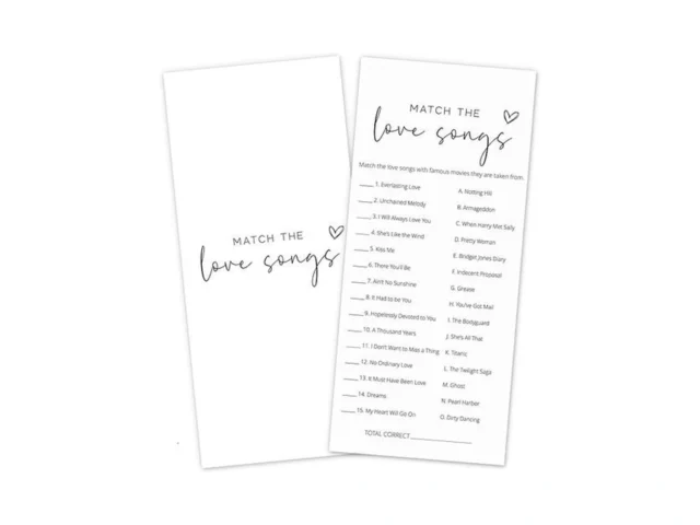 Dtlgtg Bridal Shower Game Cards – Match The Love… – Coupon