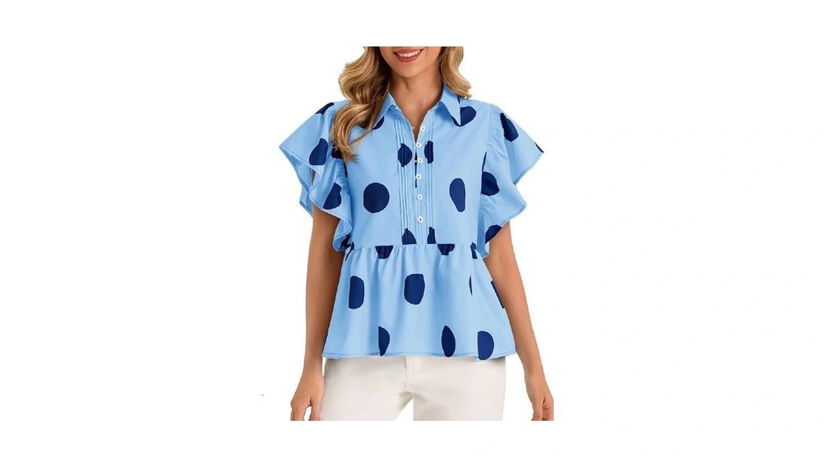Cicy Bell Womens Polka Dot Babydoll Tops Peplum... - Coupon