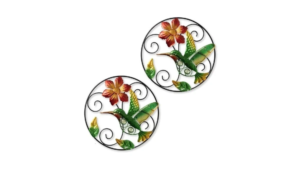 Jusimux Round Flower Wall Art Decor 2 Pack Metal... - Coupon