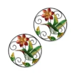 Jusimux Round Flower Wall Art Decor 2 Pack Metal... - Coupon