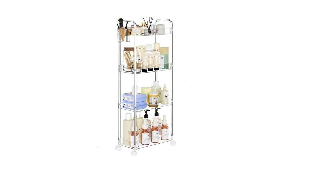 Spacekeeper Acrylic Rolling Storage Cart 4 Tier... - Coupon
